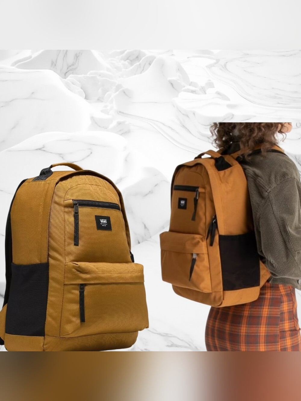 Vans Tan Canvas Backpack with Black Accents